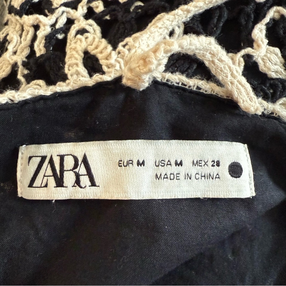 Zara Black and White Floral Lace Mini Dress - Picture 9 of 12